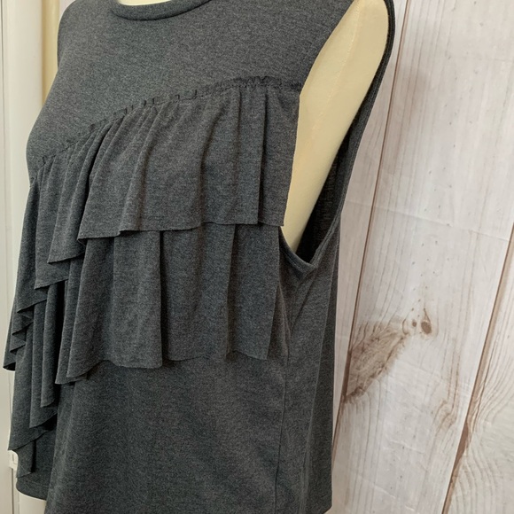 J Crew Size XL Drapey Ruffle Tank Gray Sleeveless Layered H0559 - Picture 2 of 4